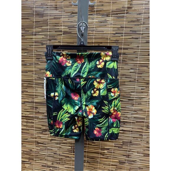 ID Ideology Women S Compression Tropical Print 7 Bike Shorts Green Size X-Small - Picture 3 of 3